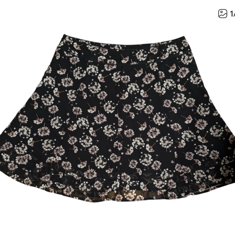 White House Black Market Abstract Floral Flounce Skirt Size 16